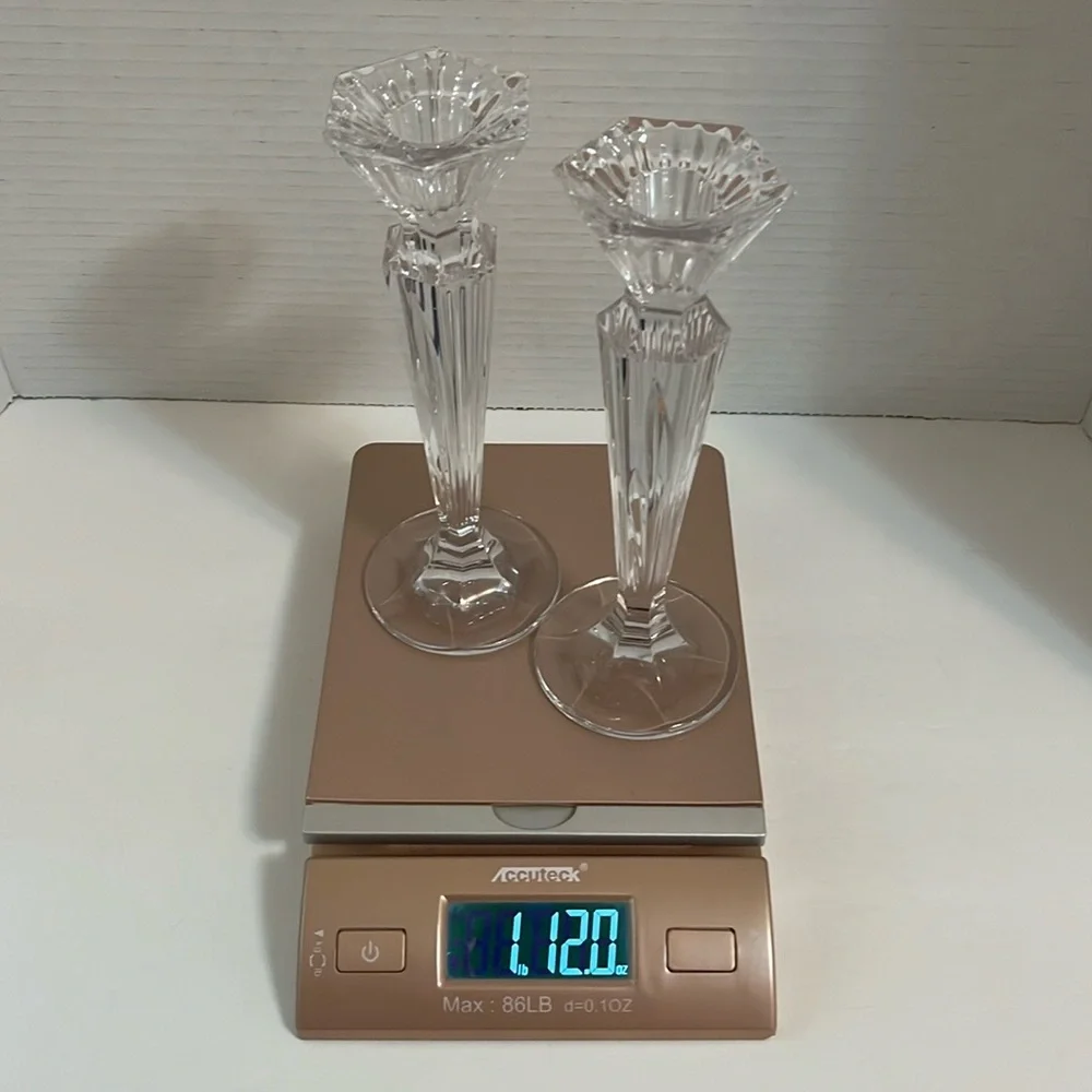 Marquis by Waterford crystal glass candleholders set of two clear heavy crystal